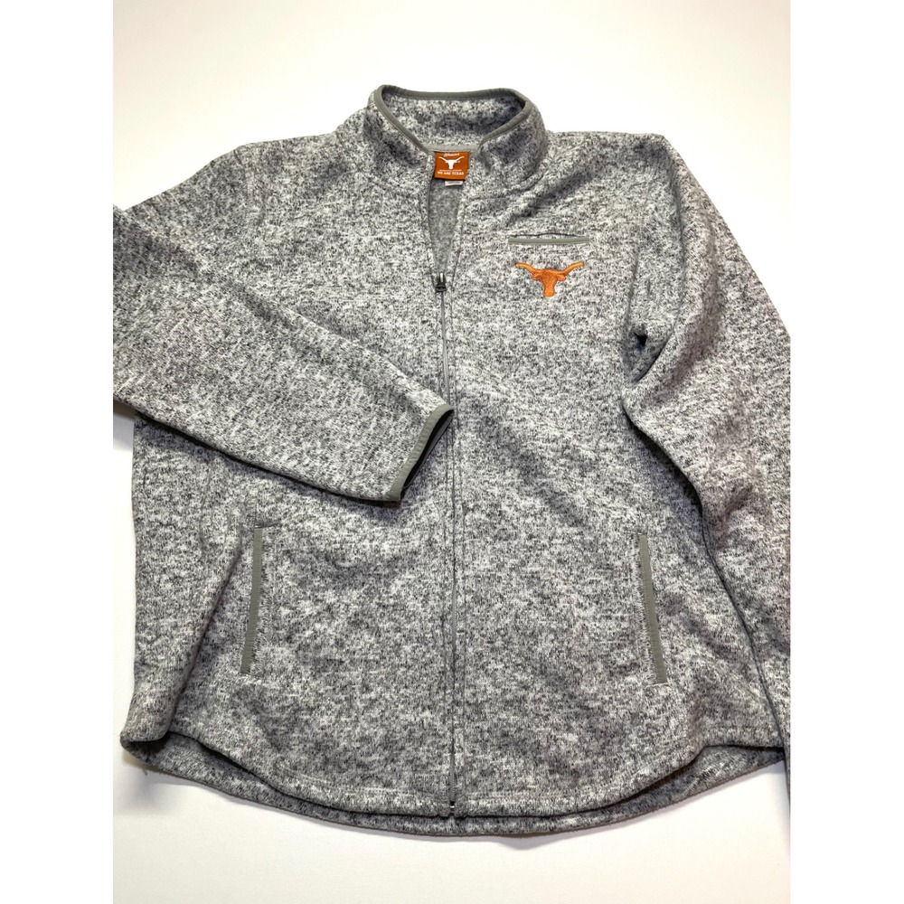 We Are Texas UT Austin Longhorns Fleece Jacket Womens 2XL Gray Full Zip Sweater - Picture 3 of 8